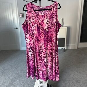 Allison Daley Pink and Purple Animal Print Midi Dress